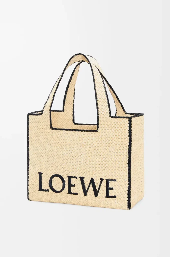 Stor LOEWE Font-väska i raffia Natur Stor LOEWE Font-väska i raffia Natur