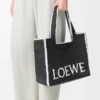 Stor LOEWE Font-väska i raffia Svart Stor LOEWE Font-väska i raffia Svart