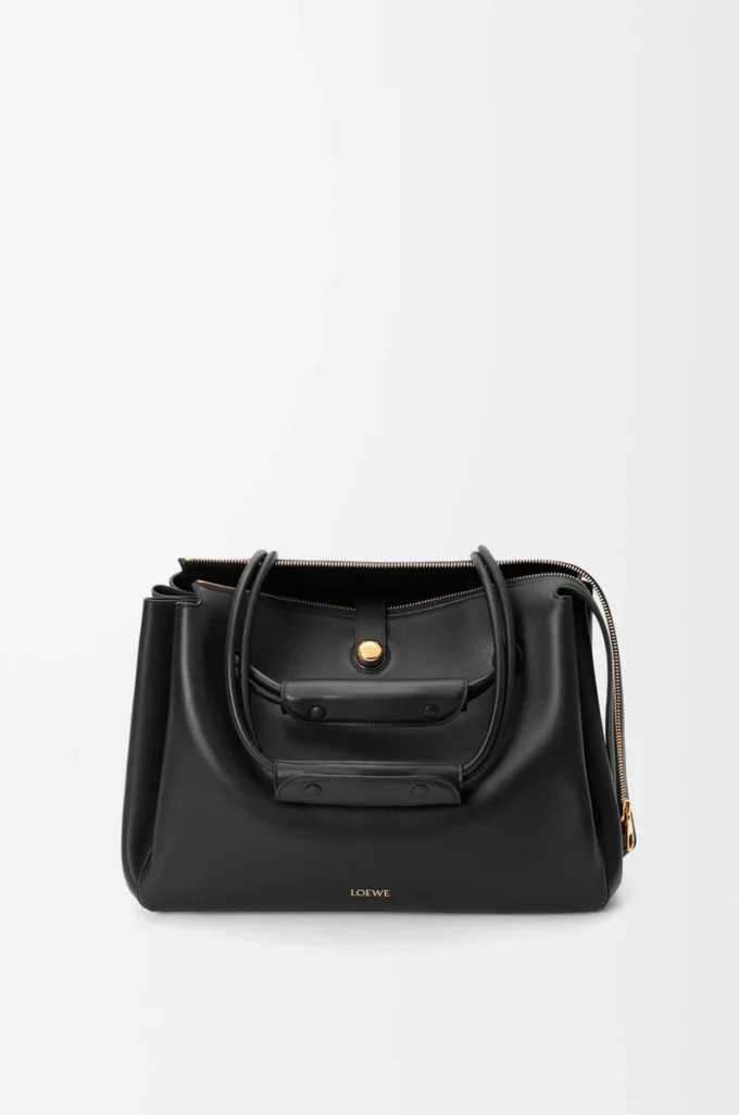 Stor Madrid-väska i mjukt kalvskinn Svart