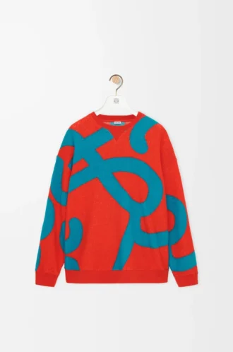 Sweatshirt i ull och bomull Blå/Orange