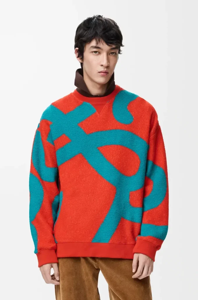 Sweatshirt i ull och bomull Blå/Orange Sweatshirt i ull och bomull Blå/Orange