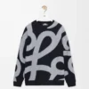 Sweatshirt i ull och bomull Marinblå/Grå Sweatshirt i ull och bomull Marinblå/Grå