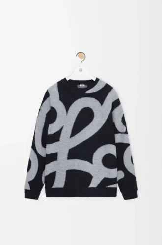 Sweatshirt i ull och bomull Marinblå/Grå Sweatshirt i ull och bomull Marinblå/Grå