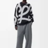 Sweatshirt i ull och bomull Marinblå/Grå Sweatshirt i ull och bomull Marinblå/Grå