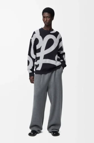 Sweatshirt i ull och bomull Marinblå/Grå Sweatshirt i ull och bomull Marinblå/Grå