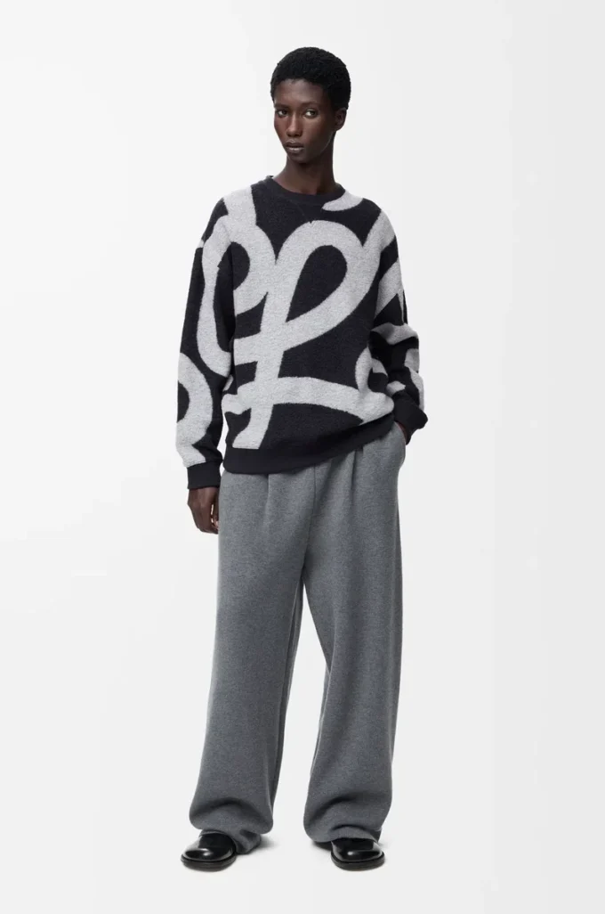 Sweatshirt i ull och bomull Marinblå/Grå Sweatshirt i ull och bomull Marinblå/Grå
