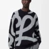 Sweatshirt i ull och bomull Marinblå/Grå Sweatshirt i ull och bomull Marinblå/Grå