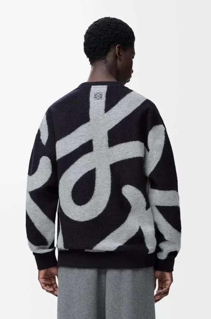 Sweatshirt i ull och bomull Marinblå/Grå Sweatshirt i ull och bomull Marinblå/Grå