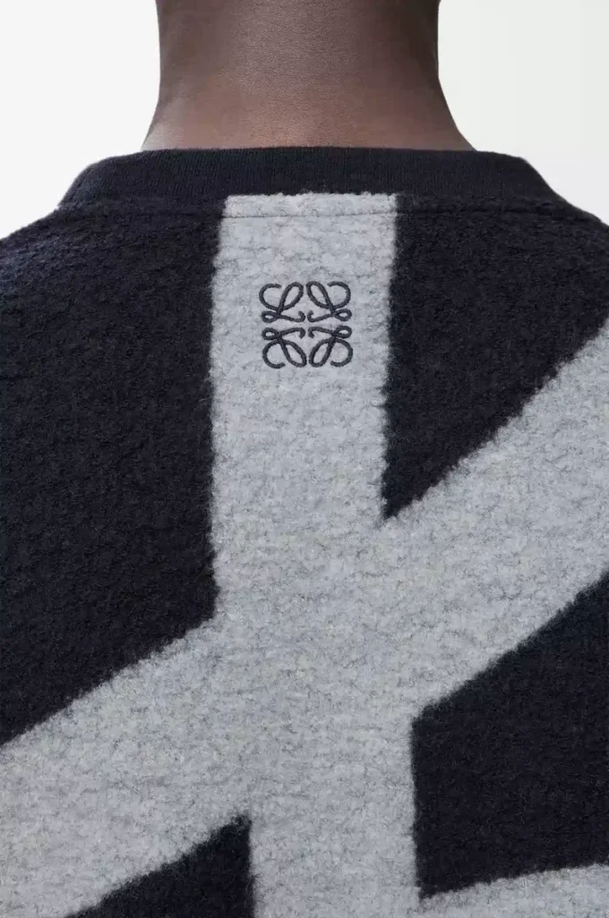 Sweatshirt i ull och bomull Marinblå/Grå Sweatshirt i ull och bomull Marinblå/Grå