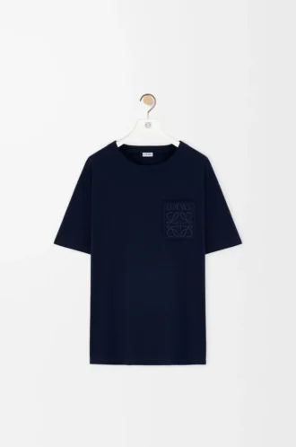 T-shirt i bomull med avslappnad passform, mörk marinblå