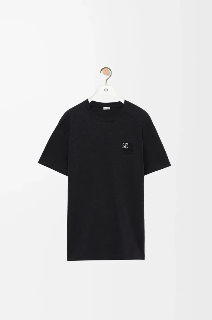 T-shirt i bomull med normal passform, antracitgrå
