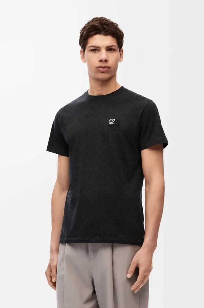 T-shirt i bomull med normal passform, antracitgrå