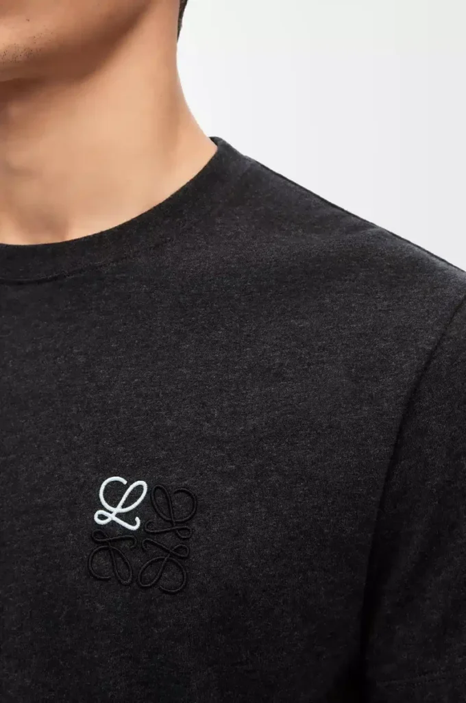 T-shirt i bomull med normal passform, antracitgrå