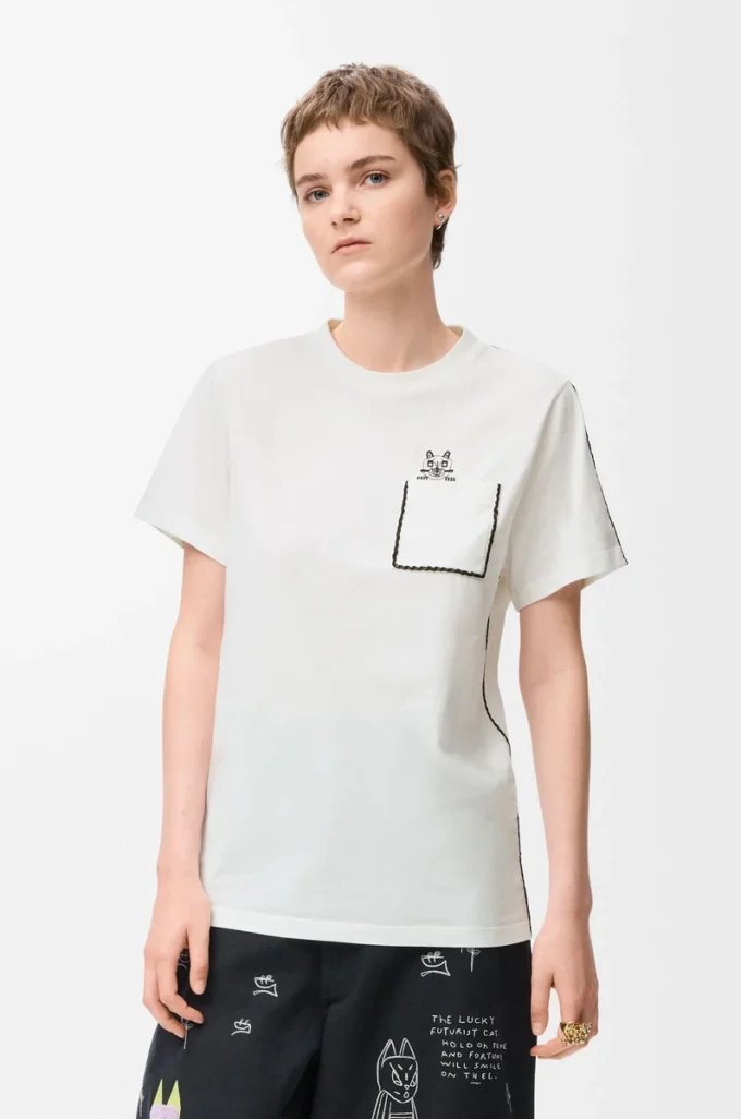 T-shirt i bomull med normal passform Vit