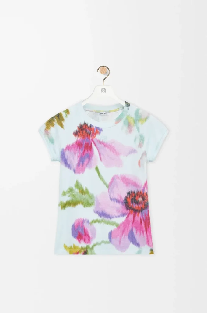 T-shirt i bomullsblandning med smal passform Ljusblå/Flerfärgad T-shirt i bomullsblandning med smal passform Ljusblå/Flerfärgad