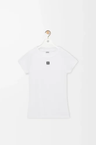 T-shirt i bomullsblandning med smal passform Vit