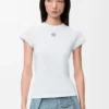 T-shirt i bomullsblandning med smal passform Vit T-shirt i bomullsblandning med smal passform Vit