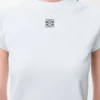 T-shirt i bomullsblandning med smal passform Vit T-shirt i bomullsblandning med smal passform Vit