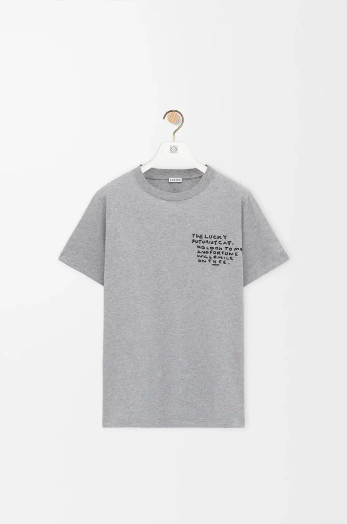 T-shirt i normal passform i bomull Grå melange T-shirt i normal passform i bomull Grå melange