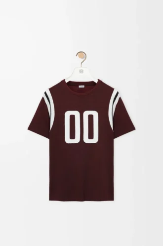 T-shirt i normal passform i bomull och viskos, vinröd