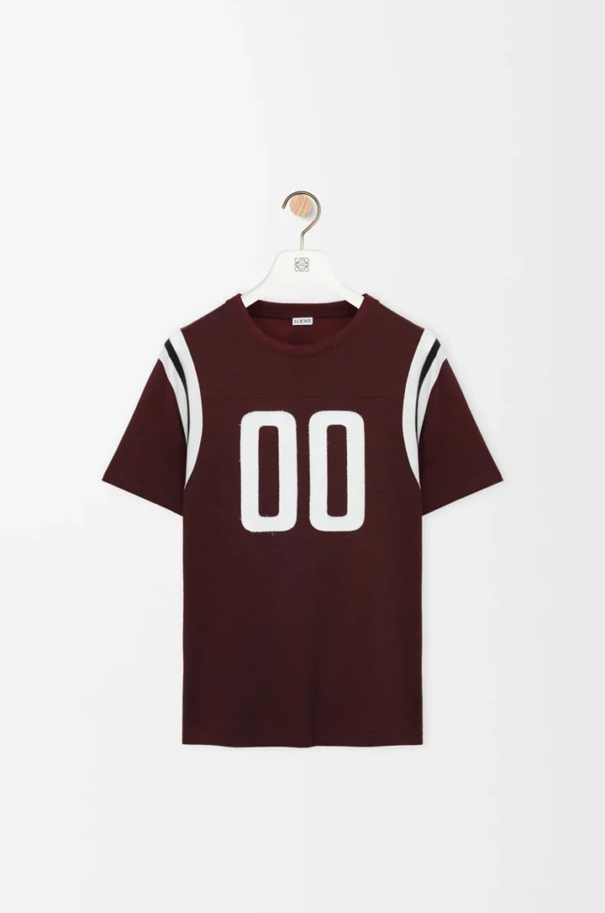 T-shirt i normal passform i bomull och viskos, vinröd