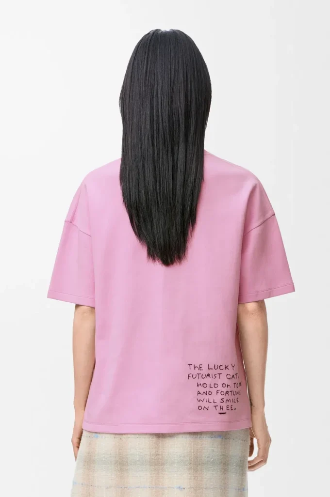 T-shirt i normal passform i bomullsblandning Rosa