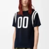 T-shirt med normal passform i bomull och viskos, mörk marinblå T-shirt med normal passform i bomull och viskos, mörk marinblå