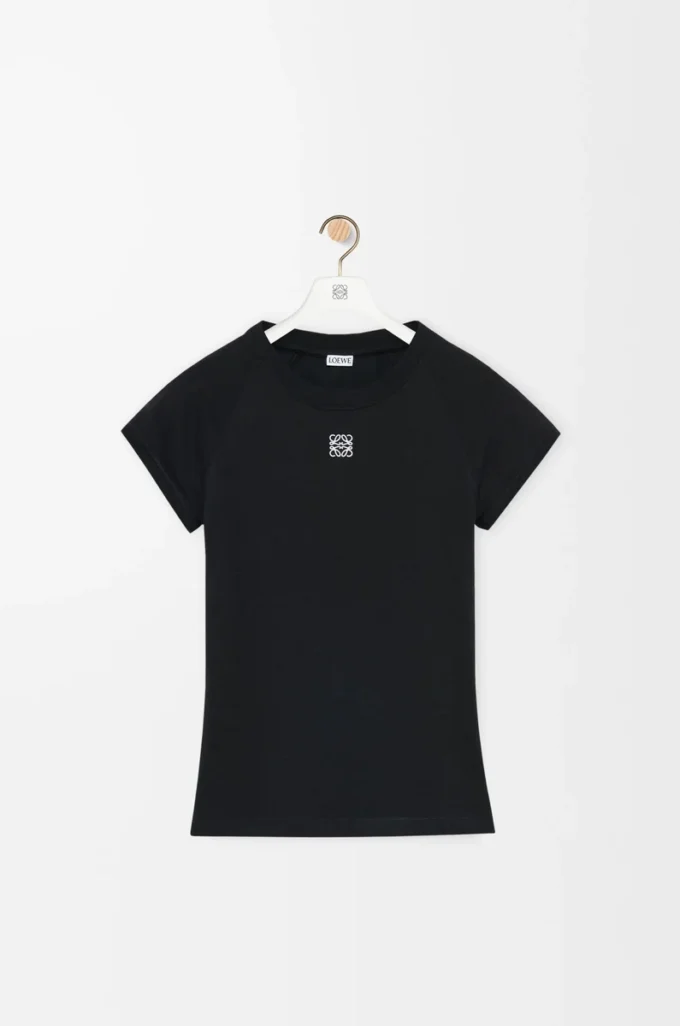T-shirt med smal passform i bomullsblandning Svart T-shirt med smal passform i bomullsblandning Svart