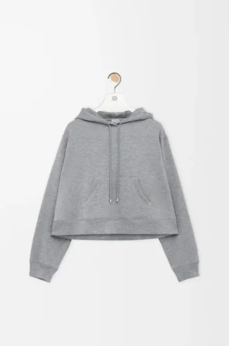 Trapesformad hoodie i bomullsblandning Grå melange Trapesformad hoodie i bomullsblandning Grå melange