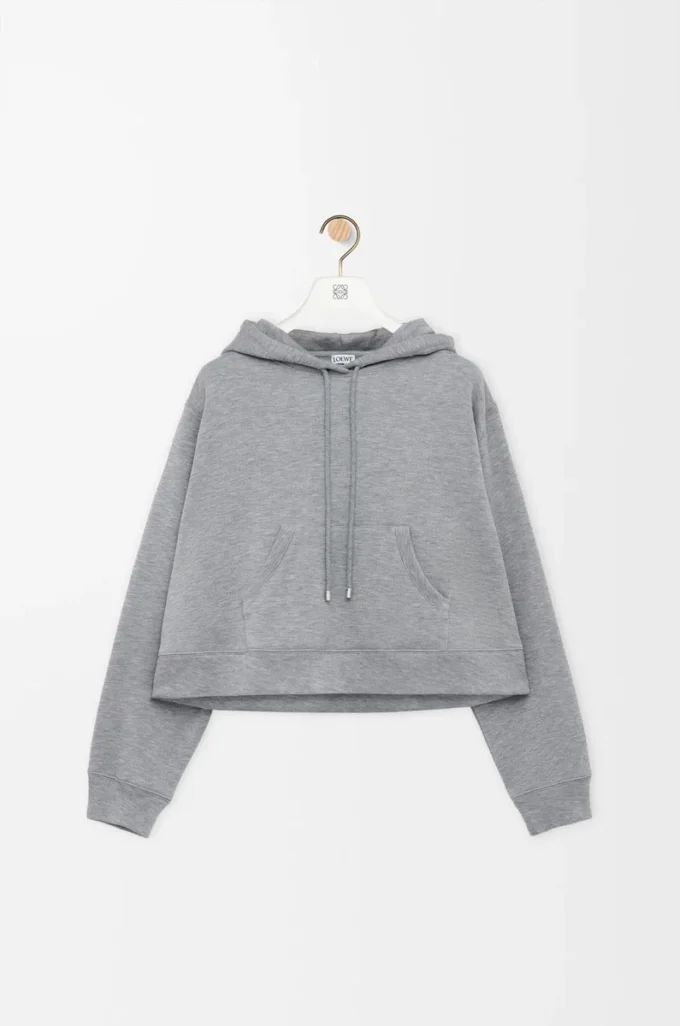 Trapesformad hoodie i bomullsblandning Grå melange Trapesformad hoodie i bomullsblandning Grå melange