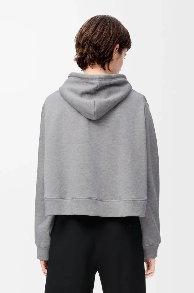 Trapesformad hoodie i bomullsblandning Grå melange Trapesformad hoodie i bomullsblandning Grå melange
