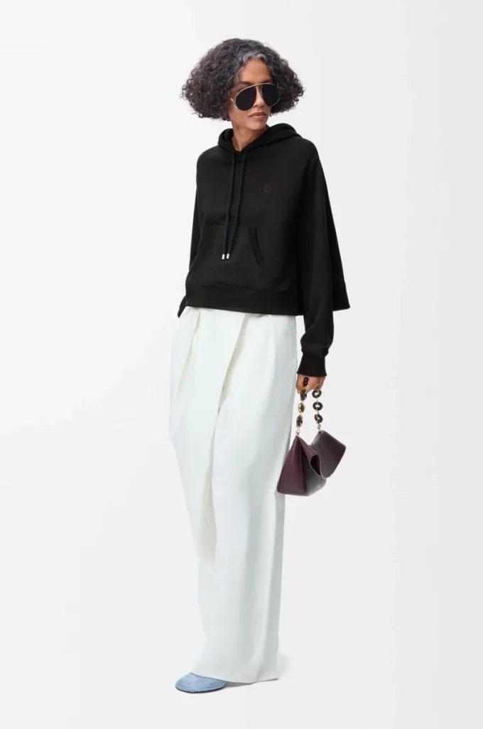 Trapesformad hoodie i bomullsblandning Svart Trapesformad hoodie i bomullsblandning Svart