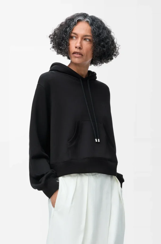 Trapesformad hoodie i bomullsblandning Svart Trapesformad hoodie i bomullsblandning Svart