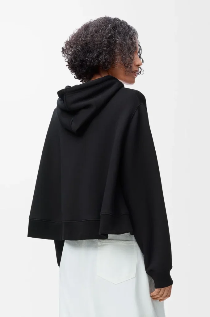Trapesformad hoodie i bomullsblandning Svart Trapesformad hoodie i bomullsblandning Svart