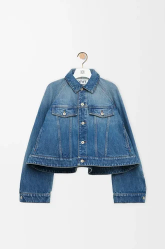Trapesjacka i denim Denimblå