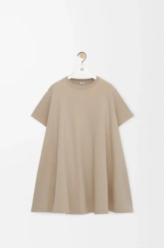 Trapesklänning i bomullsblandning Beige