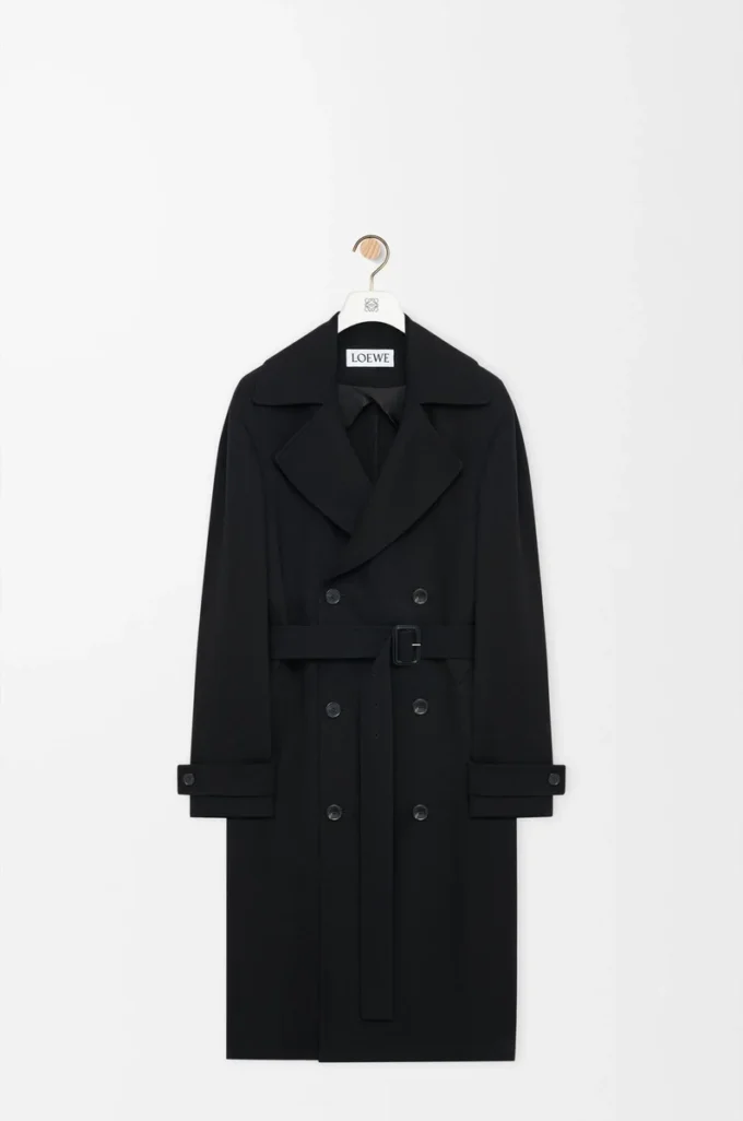 Trenchcoat i stretchviskos Svart Trenchcoat i stretchviskos Svart