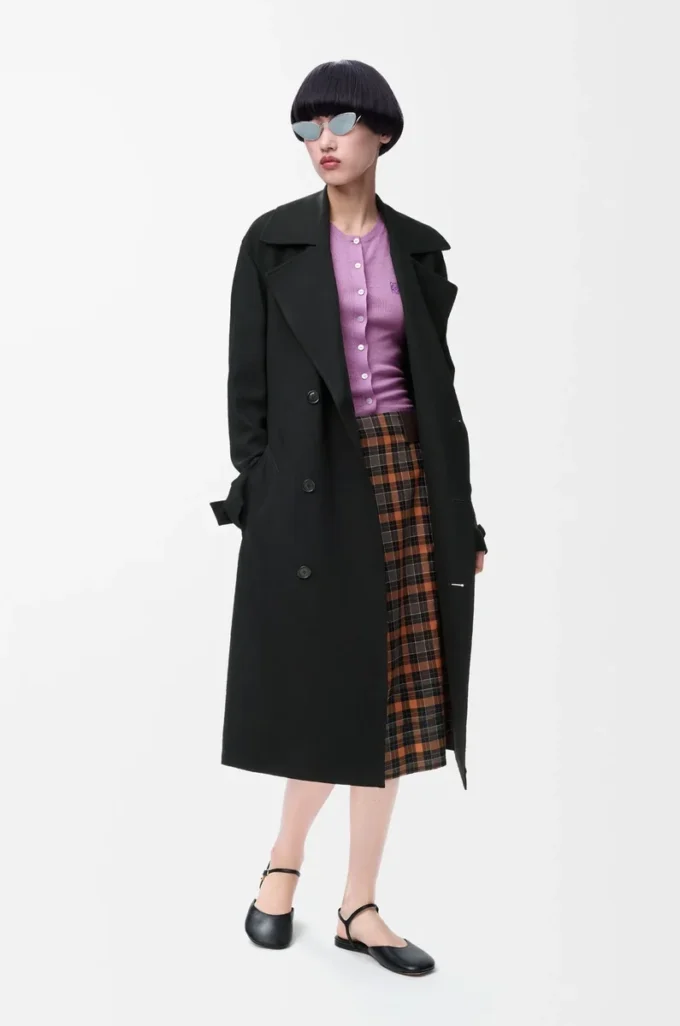 Trenchcoat i stretchviskos Svart Trenchcoat i stretchviskos Svart