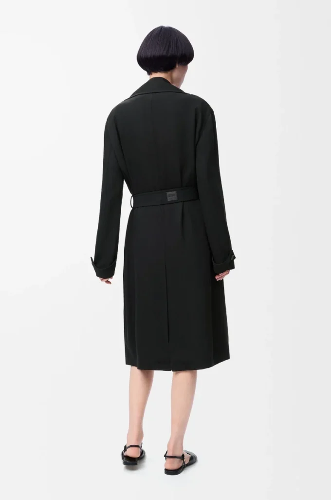 Trenchcoat i stretchviskos Svart Trenchcoat i stretchviskos Svart
