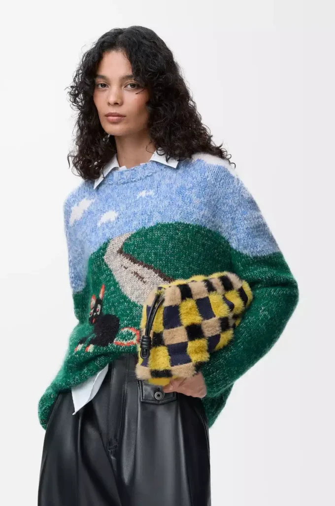 Tröja i ull och mohair Blå/Flerfärgad Tröja i ull och mohair Blå/Flerfärgad