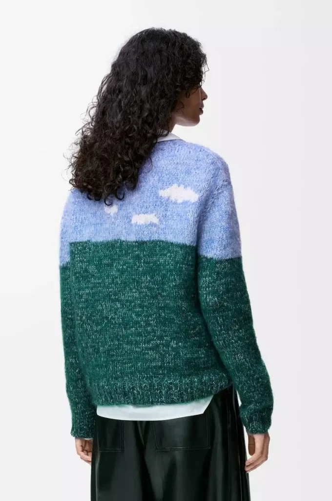 Tröja i ull och mohair Blå/Flerfärgad Tröja i ull och mohair Blå/Flerfärgad