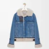 Truckerjacka i denim och shearling, denimblå Truckerjacka i denim och shearling, denimblå