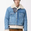 Truckerjacka i denim och shearling, denimblå Truckerjacka i denim och shearling, denimblå
