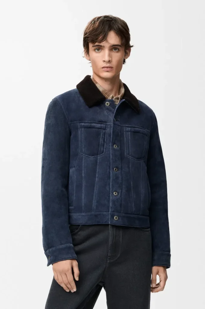 Truckerjacka i shearling Marinblå/Brun Truckerjacka i shearling Marinblå/Brun