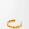 Tunn flätad manschett i sterlingsilver Guld