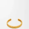 Tunn flätad manschett i sterlingsilver Guld