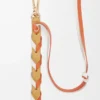 Tunt flätat band i klassiskt kalvskinn Soft White/Maple Orange