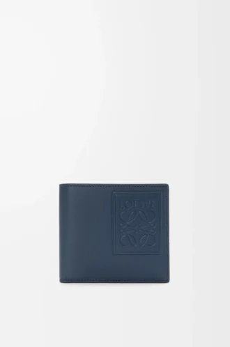 Tvåfaldig myntplånbok i satin kalvskinn Indigo Dye