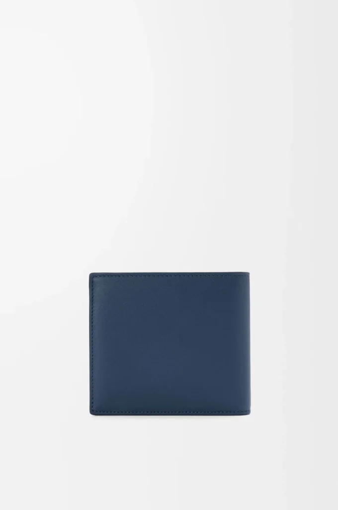 Tvåfaldig myntplånbok i satin kalvskinn Indigo Dye Tvåfaldig myntplånbok i satin kalvskinn Indigo Dye