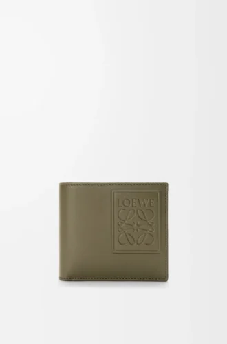 Tvåfaldig myntplånbok i satin kalvskinn Khaki Green Tvåfaldig myntplånbok i satin kalvskinn Khaki Green